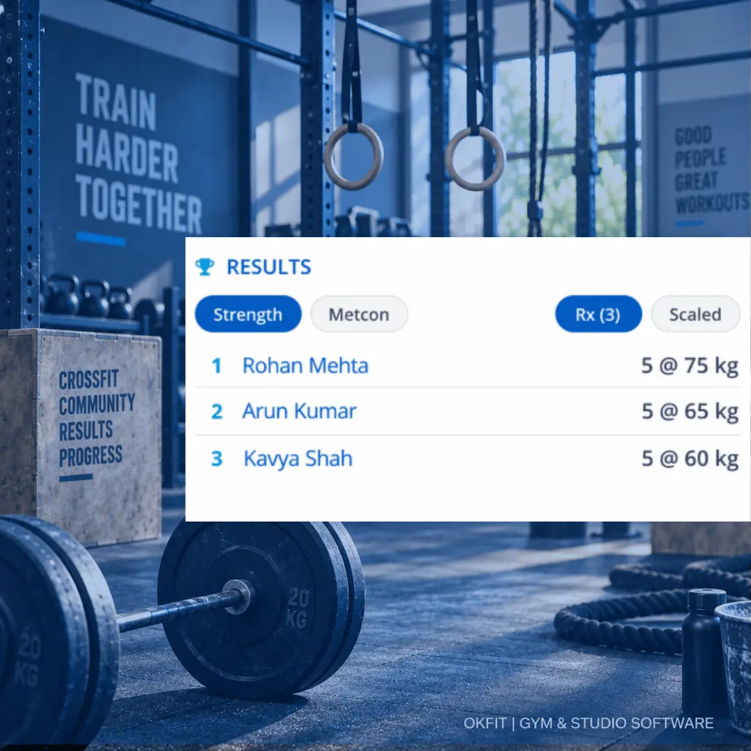 WOD results leaderboard for CrossFit gyms on Okfit
